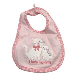 Carters Newborn Baby Bib "I Love Mommy" Pink Cat Design
